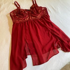 Torrid Red and Gold Lace Babydoll
